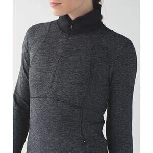 Lululemon Runderful  Pullover Quarter Zip Grey Thumbholes and Cuffs Size 2